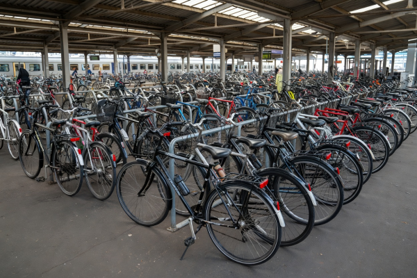 Railway station bike parking area