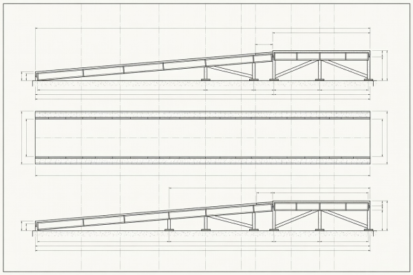 Technical drawing of railway bicycle access ramps